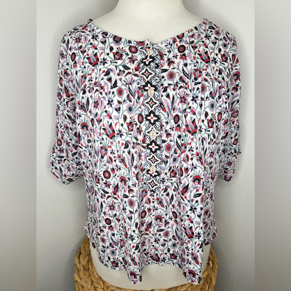 XiRENA Top Flutter Sleeve Shirt Buttoned boho Floral Blouse White Pink Black